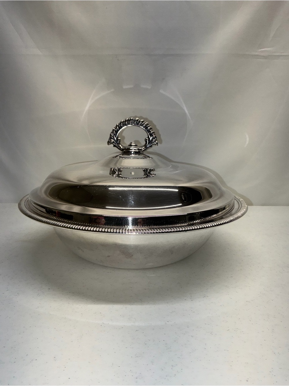 Vintage WM Rogers Silver Round Serving Bowl with Lid
